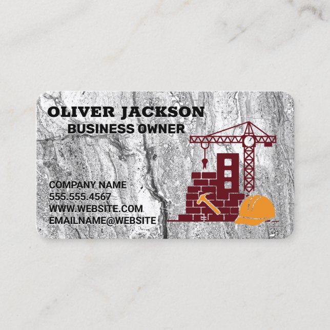 Construction Worker | Builder Site | Real Estate Business Card (Front)