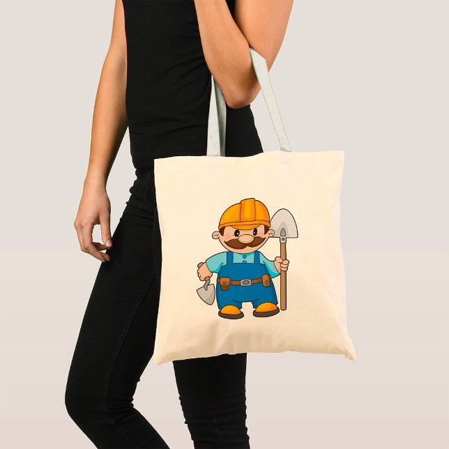 Construction Worker Builder with Shovel Tote Bag (Creator Uploaded)