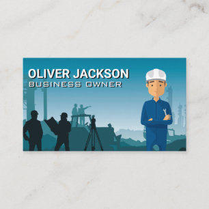 Construction Worker   Building Site Business Card