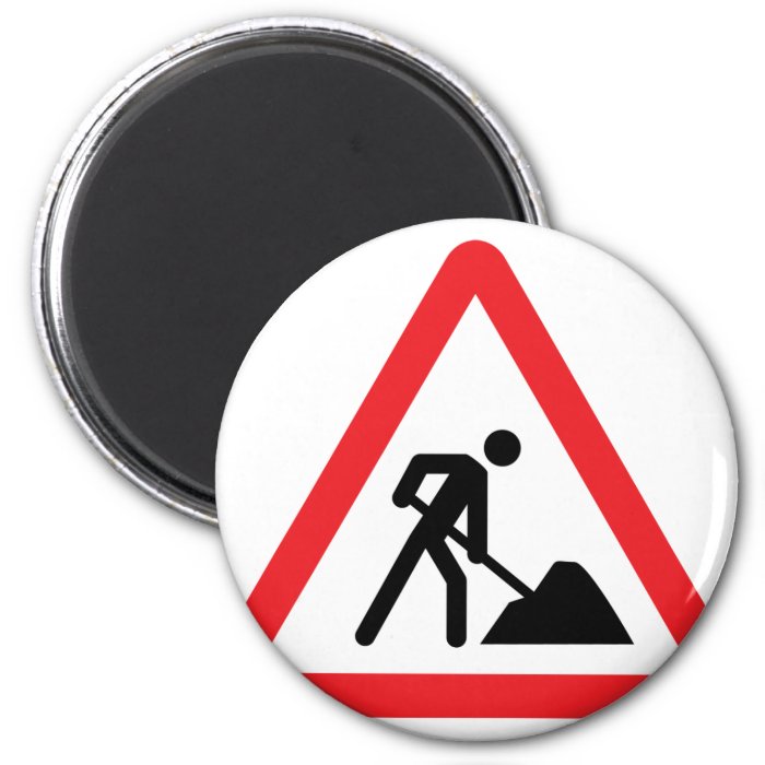 construction worker building site sign magnet