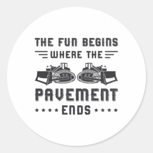 Construction Worker Bulldozer Pavement Ends Site Classic Round Sticker