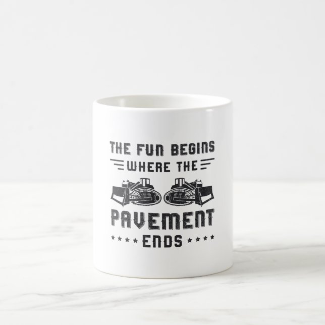 Construction Worker Bulldozer Pavement Ends Site Coffee Mug (Center)