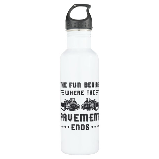 Construction Worker Bulldozer Pavement Ends Site Stainless Steel Water Bottle (Front)