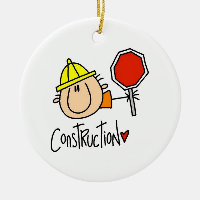 Construction Worker Ceramic Ornament (Front)