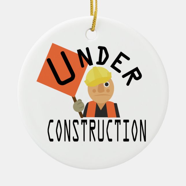 Construction Worker Ceramic Ornament (Front)