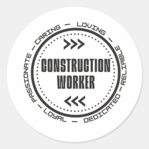 Construction Worker Classic Round Sticker