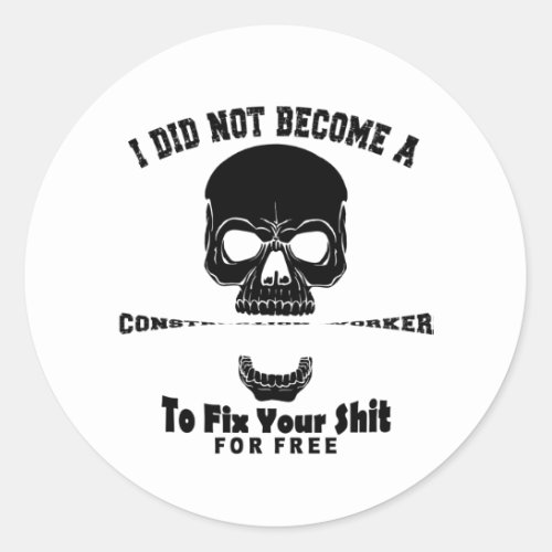 Construction Worker Classic Round Sticker