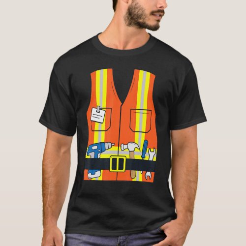 Construction Worker Costume Children Vest Construc T_Shirt