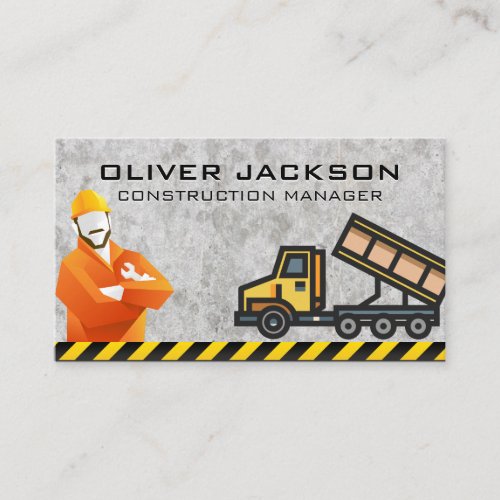 Construction Worker  Dump Truck Business Card