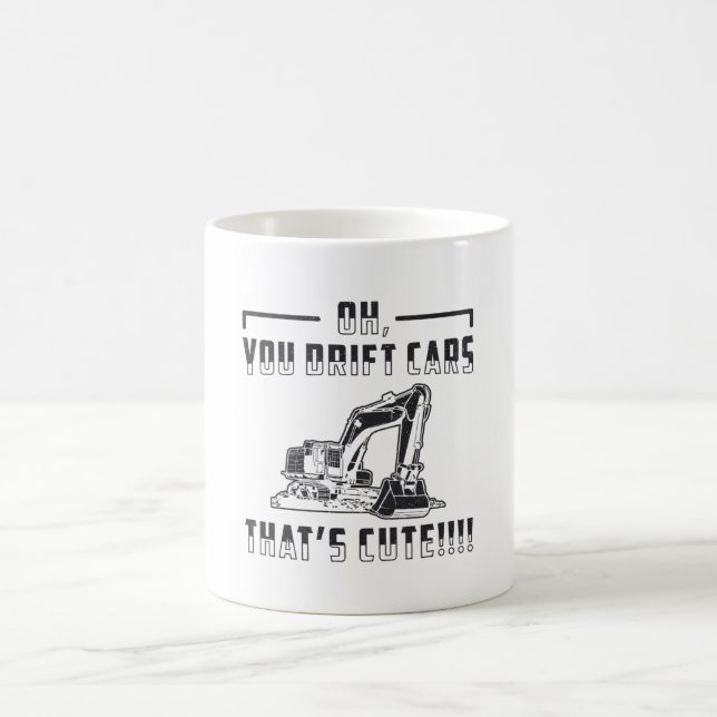 Construction Worker Excavator Drift Cars Cute Dig Coffee Mug (Center)