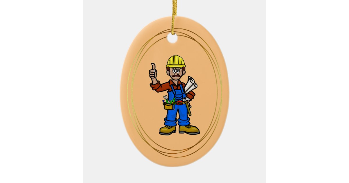 Construction Worker Foreman with Papers Ornament | Zazzle