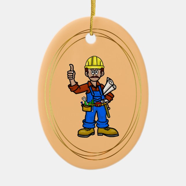 Construction Worker Foreman with Papers Ornament (Front)