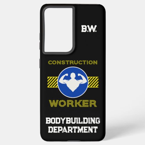 Construction Worker Funny Blue Sign Bodybuilding Samsung Galaxy S21 Ultra Case