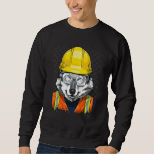 Construction Worker Gray Wolf Laborer Wild Animal  Sweatshirt