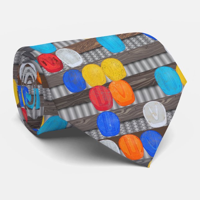 Construction Worker Hard Hats Neck Tie (Rolled)