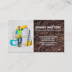 Construction Worker Hauling Materials Business Card