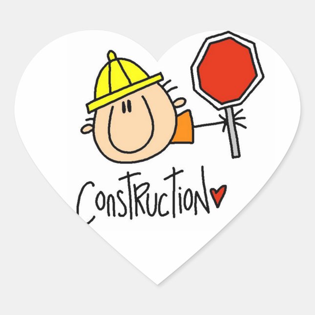 Construction Worker Heart Sticker (Front)
