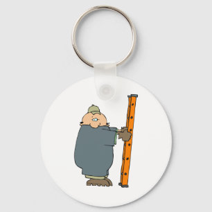 Construction Worker Holding Ladder Keychain