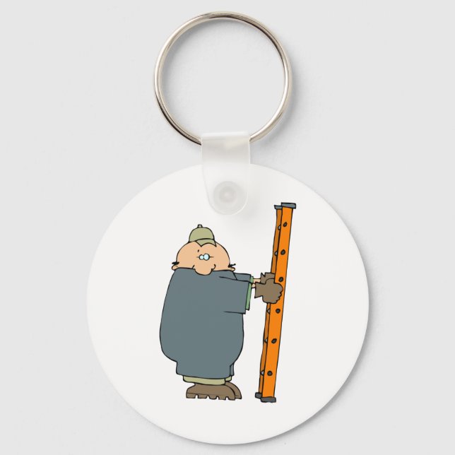 Construction Worker Holding Ladder Keychain (Front)