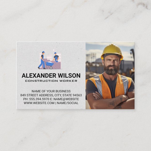 Construction Worker | Home Builders Business Card (Front)