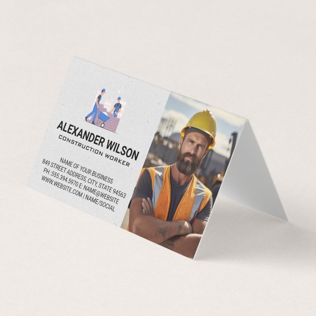 Construction Worker | Home Builders Business Card (Front)