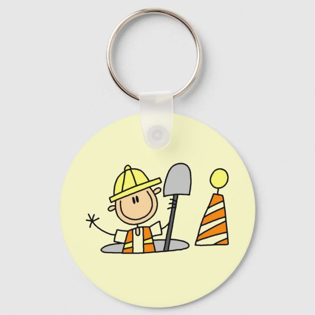 Construction Worker in Manhole Keychain (Front)