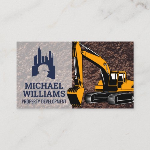 Construction Worker Logo  Earth Mover Business Card
