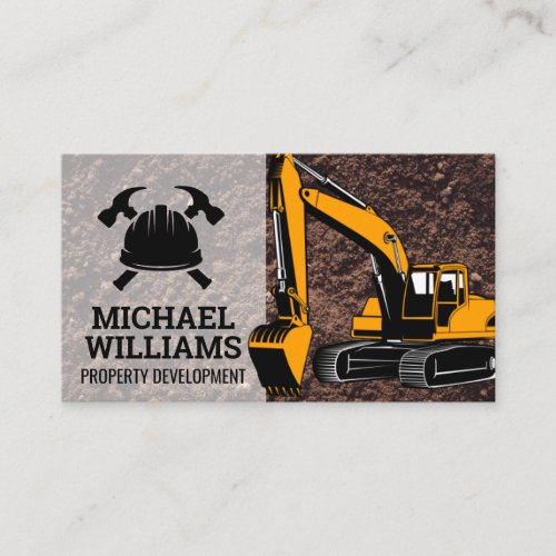 Construction Worker Logo  Earth Mover Vehicle Business Card