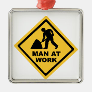 Construction Worker Metal Ornament