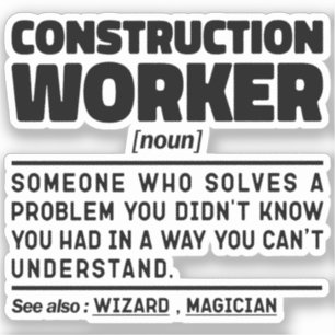 Construction Worker Noun Cool Dad Birthday Present Sticker