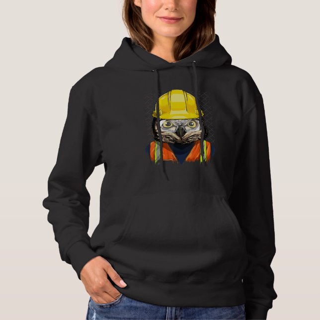 Construction Worker Owl Laborer Animal Bird Owner  Hoodie (Front)