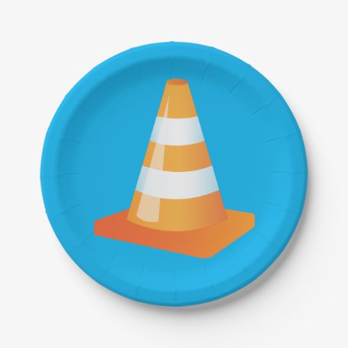 Construction Worker Party Orange Traffic Cone Paper Plates