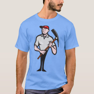 Construction Worker Pickaxe Cartoon T-Shirt
