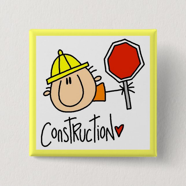Construction Worker Pinback Button (Front)