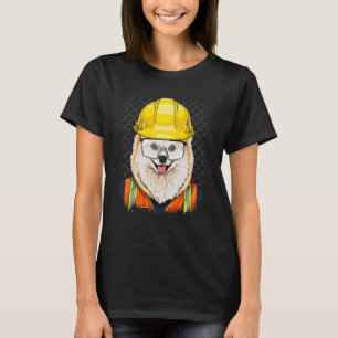 Construction Worker Pomeranian Laborer Animal Pet T-Shirt