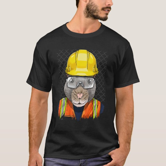 Construction Worker Rat Laborer Garbage Animal Rat T-Shirt (Front)