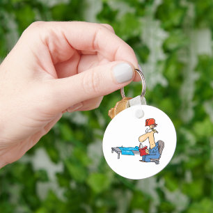 Construction Worker Reading Manual Keychain