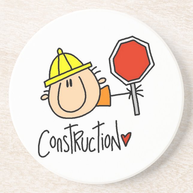 Construction Worker Sandstone Coaster (Front)