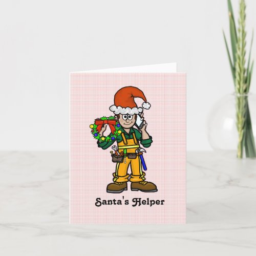 Construction Worker Santa Christmas Card