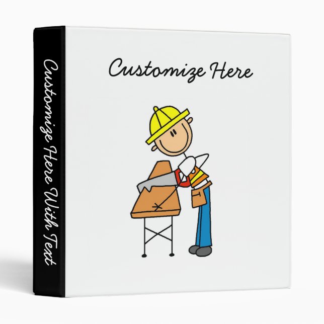 Construction Worker Sawing Lumber Gifts Binder (Front/Spine)