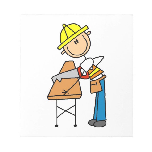 Construction Worker Sawing Lumber Gifts Notepad (Front)