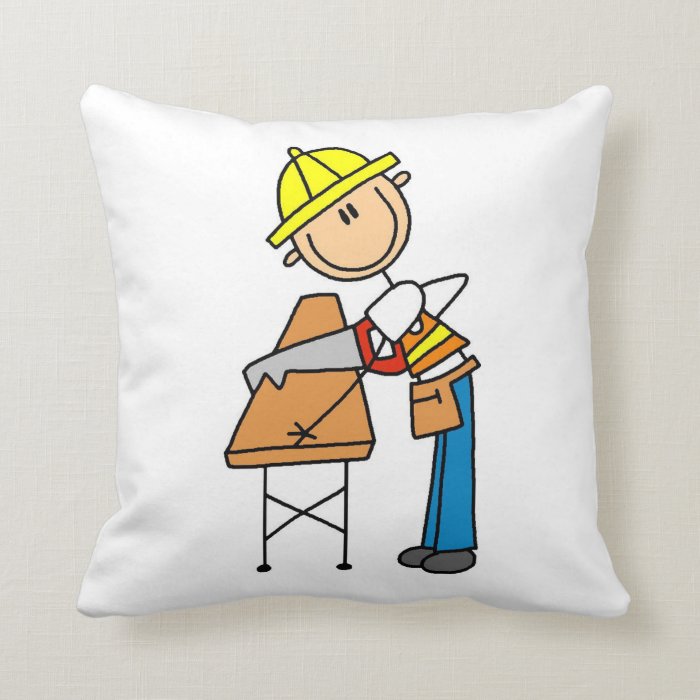 Construction Worker Sawing Lumber Gifts Pillow