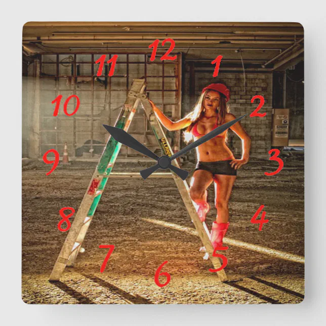 Construction Worker Sexy Square Wall Clock Zazzle 4149