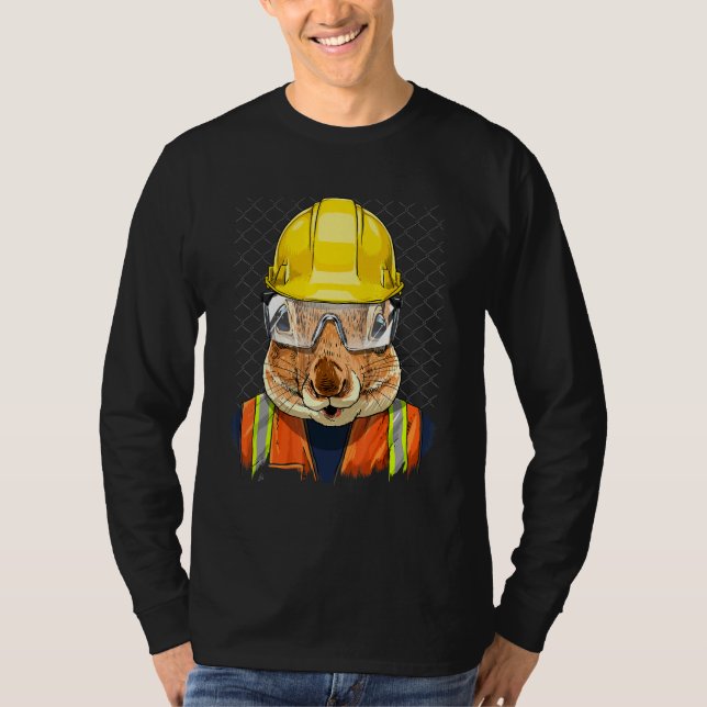 Construction Worker Squirrel Laborer Animal Squirr T-Shirt (Front)