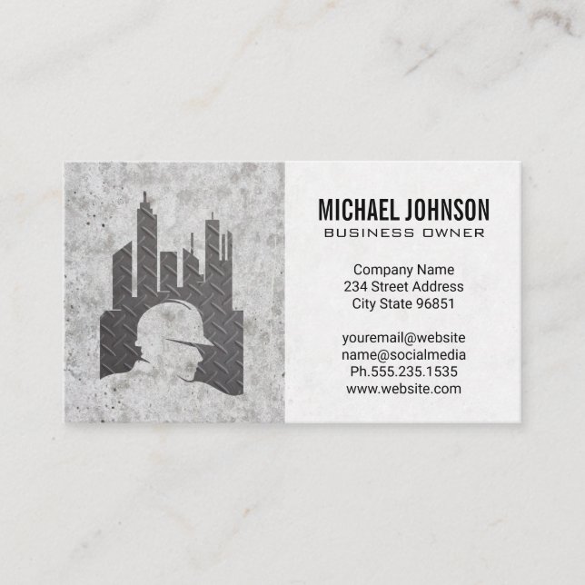 Construction Worker | Steel Building Logo Business Card (Front)