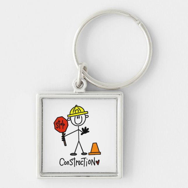 Construction Worker Stick Figure Keychain (Front)