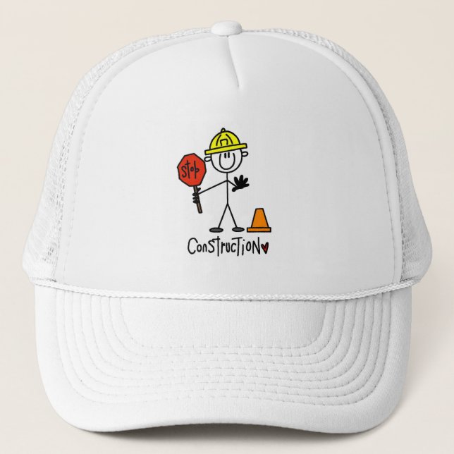 Construction Worker Stick Figure Trucker Hat (Front)