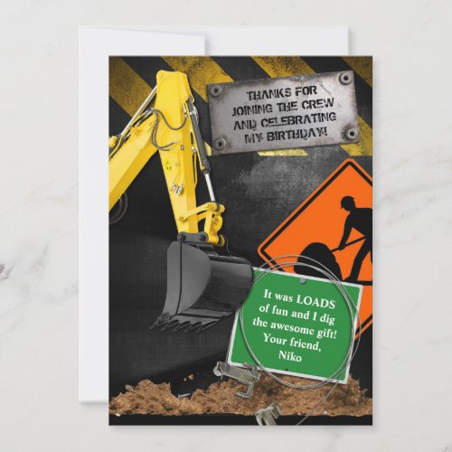 Construction Worker Thank You Card