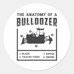 Construction Worker The Anatomy Of A Bulldozer Classic Round Sticker