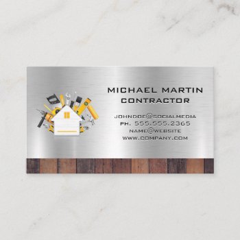 Construction Worker | Tools And House Business Card by lovely_businesscards at Zazzle
